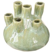 Article Vase Décoration Maritime Motif Corail Vert Clair Ø14.5cm H14cm