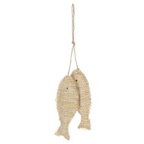 Article Duo de Poissons Décoratifs à Suspendre en Jute et Paille - 32 cm