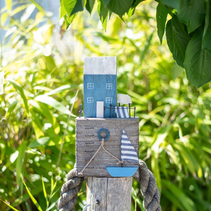 Décoration maritime en bois promenade du port Shabby Chic H25,5cm