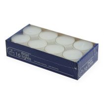 Bougies chauffe-plat maxi avec transp. Cache blanc 54mm 16pcs