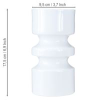 Article Vase à fleurs en métal émaillé blanc crème Ø9cm H17,5cm