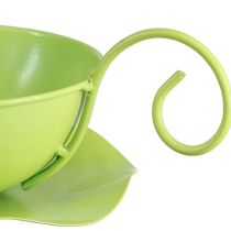 Article Tasse décorative en métal, vert pomme, avec soucoupe, H 8 cm Ø 11,5 cm, lot de 2