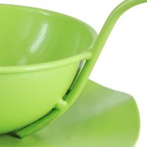 Article Tasse décorative en métal avec soucoupe vert clair H8cm Ø11,5cm 2pcs