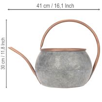 Article Arrosoir décoratif en métal, style champêtre vintage, décoration de jardin, pour les plantations, cuivre argenté, L 41 cm Ø 26 cm H 30 cm