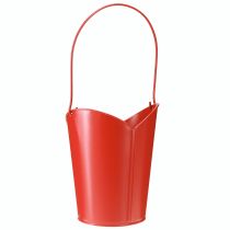 Article Pot de fleurs décoratif en métal en forme de cœur avec anse, rouge, Ø 12 cm, H 15/9 cm
