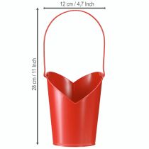 Article Cache-pot en métal décoration cœur avec anse rouge Ø12cm H15/9cm