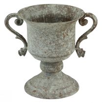 Article Trophée décoratif en métal avec anse marron blanc Ø13,5cm H19,5cm