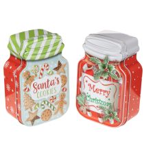 Article Lot de 2 boîtes métalliques 15 cm avec motifs de Noël et design pot à biscuits