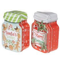 Article Lot de 2 boîtes métalliques 15 cm avec motifs de Noël et design pot à biscuits