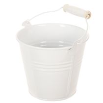 Article Ensemble de 8 petits seaux en métal blanc avec poignée en bois Ø12cm H10cm