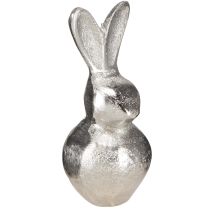 Article Lapin décoratif argenté – Figurine de Pâques moderne en métal pour une décoration printanière élégante 11 cm 3 pièces
