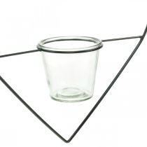 Article Lanterne coeur métal 28cm photophore pour verre suspendu 9cm