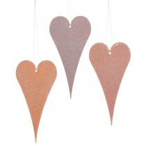 Article Décoration à suspendre Coeurs Orange/Violet 15cm 6 pièces