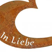 Clous de coeur &quot;En souvenir&quot; &quot;En amour&quot; &quot;Unforgotten&quot;, décoration deuil, patine métal 8×7cm 12 pièces