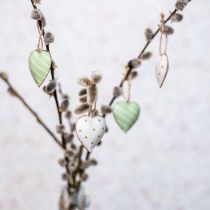 Coeurs en métal à suspendre, saint valentin, décoration printanière, pendentif coeur vert, blanc H3.5cm 10pcs