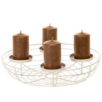Article Couronne de l'Avent en métal ronde pour 4 bougies ou photophores 35 cm gris