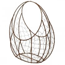 Article Corbeille en fil, jardinière en métal, décoration printanière, panier de Pâques marron, patiné H34cm L30cm