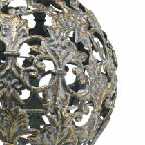 Boule à suspendre avec des ornements aspect antique métal doré Ø12cm