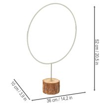 Article Cerceau décoratif rond en métal sur socle en bois avec écorce, 52 cm