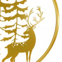 Article Anneau décoratif doré avec motif de cerf et sapins pour Noël Ø38 cm