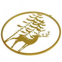 Article Anneau décoratif doré à suspendre cerf métal décoration Noël Ø38cm