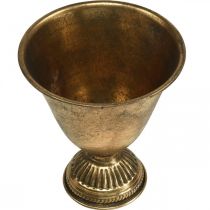 Bol métal gobelet décoration métal doré aspect antique H16cm