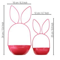 Article Pot de fleurs de Pâques décoratif, lapin, panier en métal pour intérieur/extérieur, 33 cm