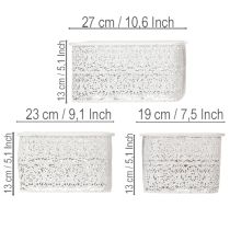 Article Set de 3 Coupelles Décoratives en Métal Blanc Motif Dentelle Shabby Chic
