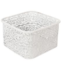 Article Set de 3 Coupelles Décoratives en Métal Blanc Motif Dentelle Shabby Chic