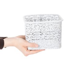 Article Set de 3 Coupelles Décoratives en Métal Blanc Motif Dentelle Shabby Chic