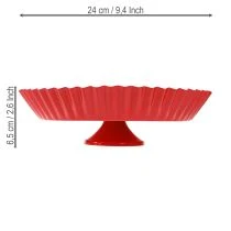 Article Assiette sur pied Plateau déco rétro Métal Rouge Ø24cm 2pcs