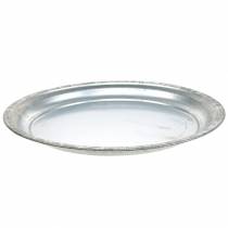 Article Assiette décorative métal argenté brillant Ø36cm H3cm