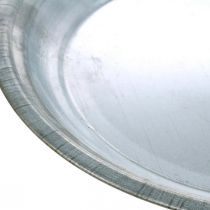 Assiette décorative, base de rangement, plaque en métal argenté, décoration de table Ø26cm