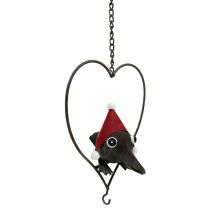 Oiseau dans suspension décorative en cœur, métal gris 48 cm