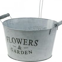 Article Jardinière avec arrosoir, décoration de jardin, jardinière en métal à planter blanc argenté H41cm Ø28cm/Ø7cm