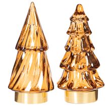 Article Sapins en verre LED décoratifs 13 cm intérieur set de 2