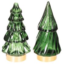 Article Sapins en verre LED décoratifs 13 cm vert transparent intérieur (lot de 2)