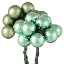 Article Mini boules de sapin de Noël verre sur fil vert Ø1,5cm 140 pcs