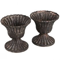 Article Mini tasse décorative vintage métal noir rouille Ø8cm H8.5cm 2pcs