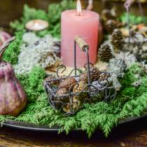 Article Variation de mini paniers en fil métallique avec manche en bois, brun rouille, H10,5–11,5 cm, 9 pièces