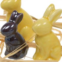 Mini lapins de Pâques, mélange de lapins en céramique, décoration printanière colorée H5,5/5/4 cm Lot de 5