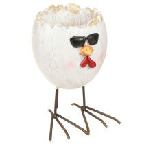 Article Mini jardinière oeuf poule avec lunettes de soleil et pieds H12,5cm 2 pcs