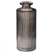 Article Mini vases vases en verre décor rainures gris Ø5cm H13cm 6 pcs
