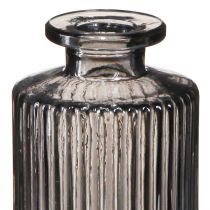 Article Mini vases vases en verre décor rainures gris Ø5cm H13cm 6 pcs