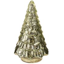 Article Mini sapin de Noël avec éclairage LED vert doré 28cm