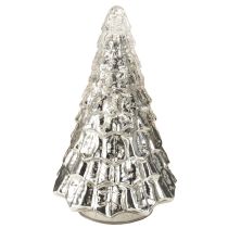 Article Mini sapin de Noël avec éclairage LED argent or 28cm