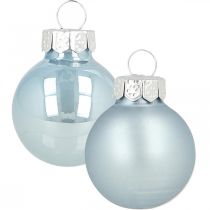 Article Mini boule de Noël en verre bleu brillant/mat Ø2.5cm 24p