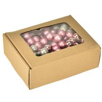 Article Mini boules de Noël en verre miroir baies rose crème Ø20mm 140 pcs