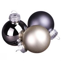 Article Mini boules de Noël boules en verre anthracite Ø3cm 22 pcs