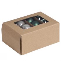 Article Mini boules de Noël verre vert nacre gris Ø3cm 22 pcs
